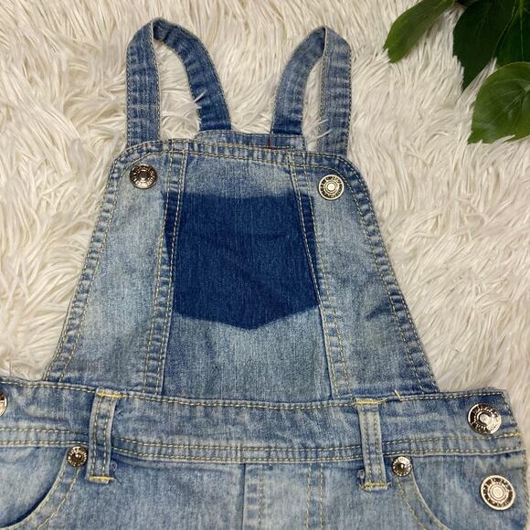7 for all mankind kids denim jean shorts overalls - Picture 2 of 8